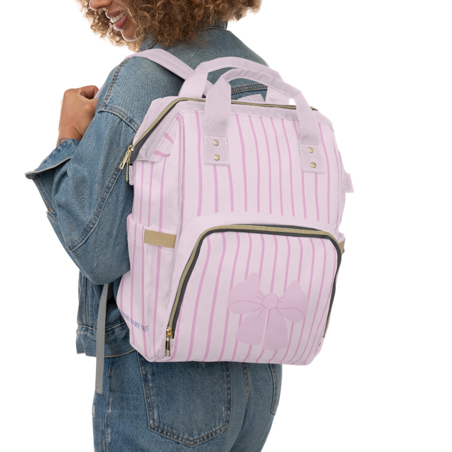 Pink Pinstripes with Bow Diaper Backpack, Toddler Backpack, Girls Dance Bag