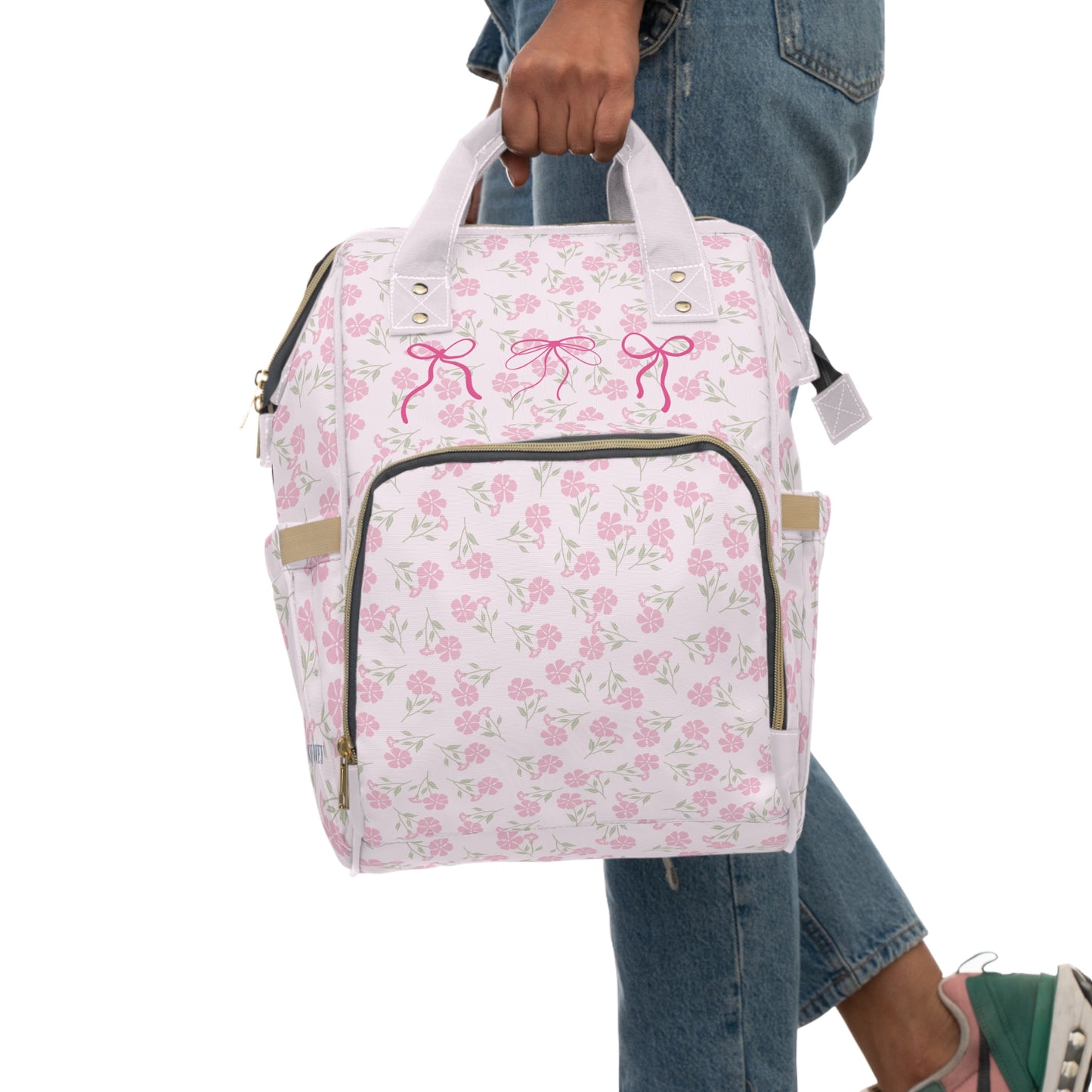 Pink Floral with Bows Diaper Backpack, Toddler Backpack, Girls Dance Bag