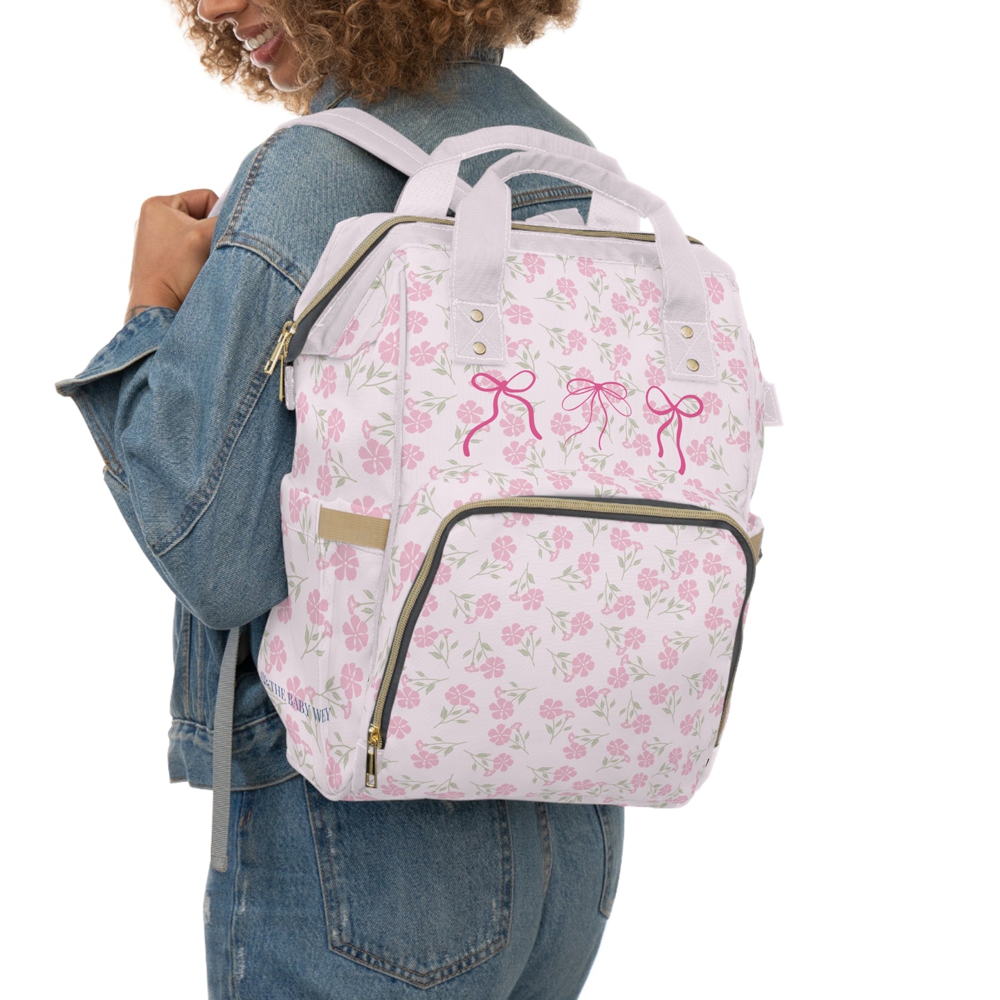 Pink Floral with Bows Diaper Backpack, Toddler Backpack, Girls Dance Bag