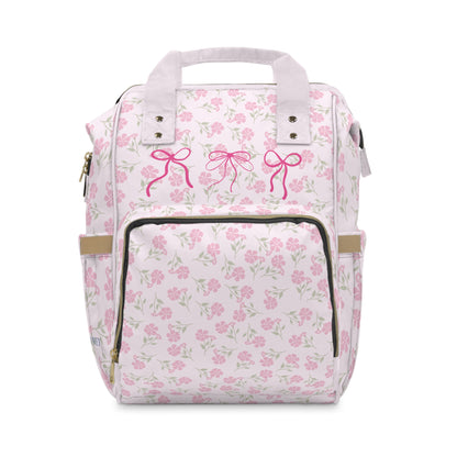 Pink Floral with Bows Diaper Backpack, Toddler Backpack, Girls Dance Bag