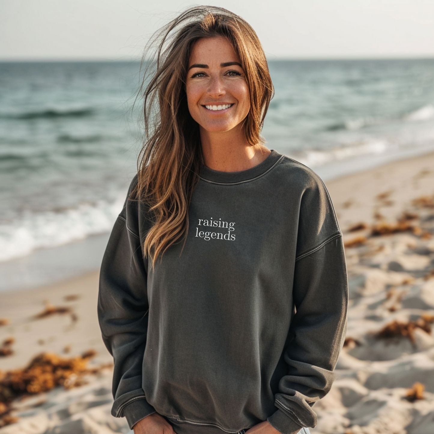 Embroidered raising legends Comfort Colors 1566 Crewneck Sweatshirt