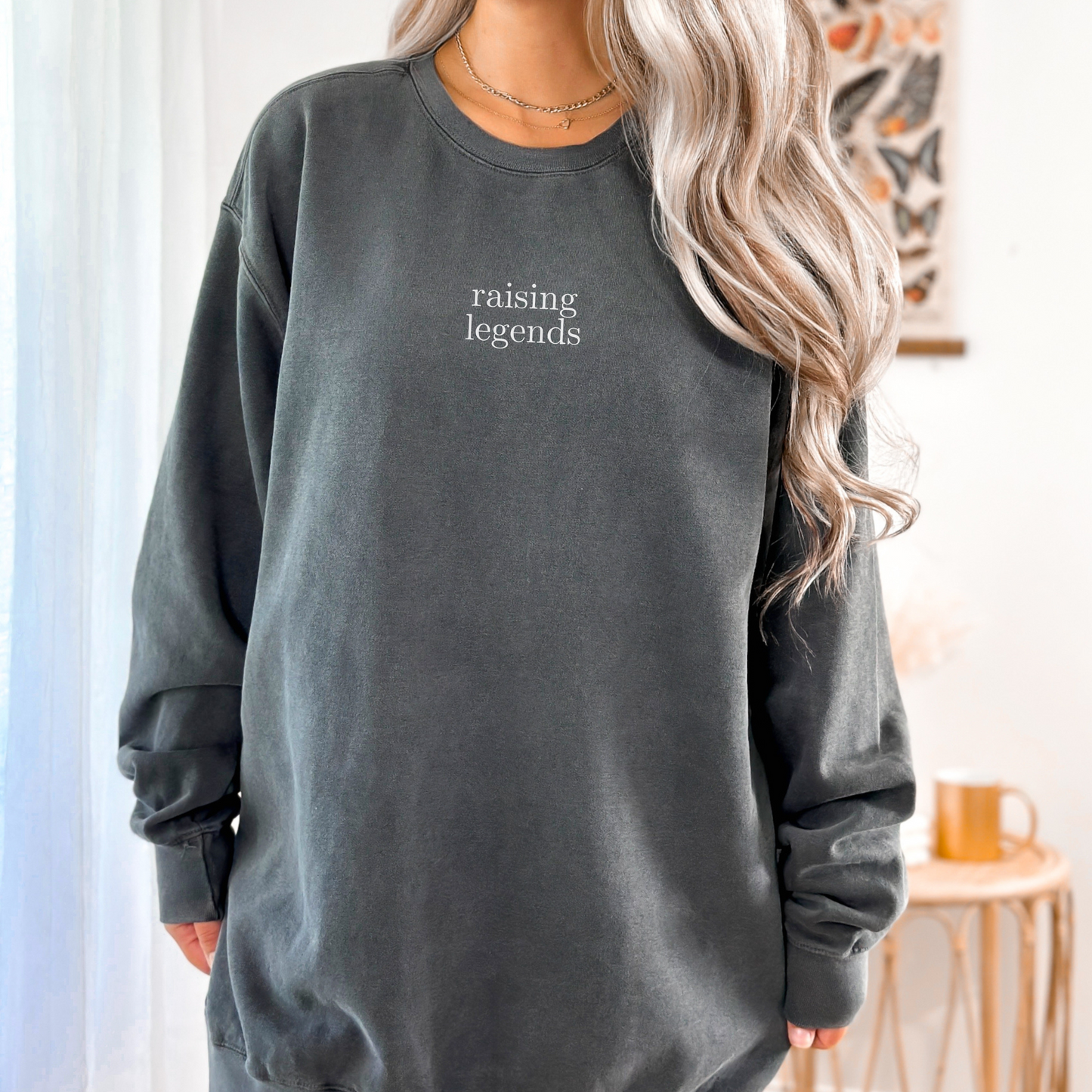 Embroidered raising legends Comfort Colors 1566 Crewneck Sweatshirt