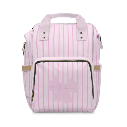Pink Pinstripes with Bow Diaper Backpack, Toddler Backpack, Girls Dance Bag