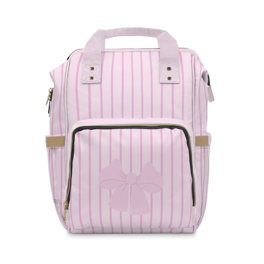 Pink Pinstripes with Bow Diaper Backpack, Toddler Backpack, Girls Dance Bag